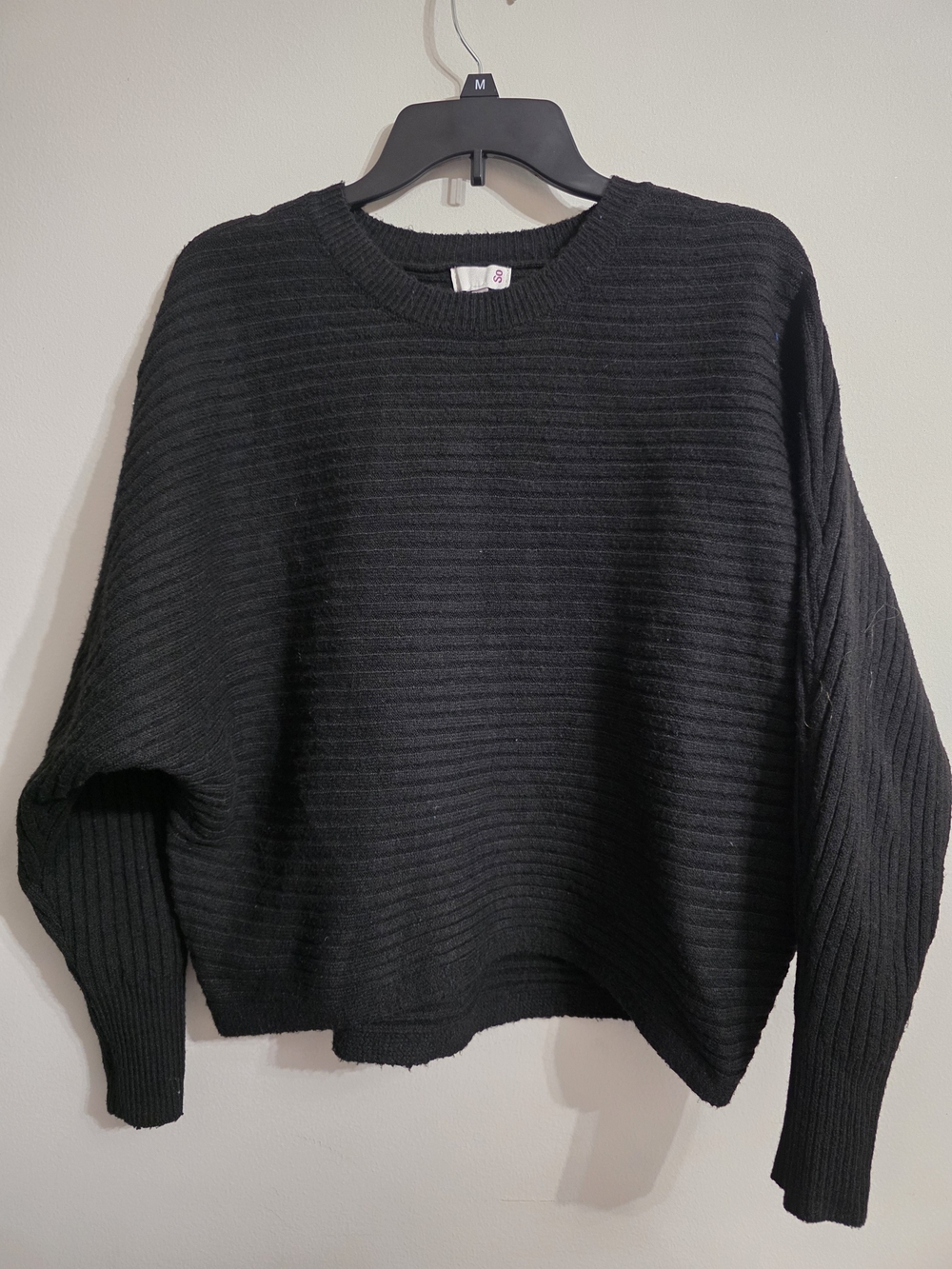 SO Men's Black Ribbed Crewneck Sweater